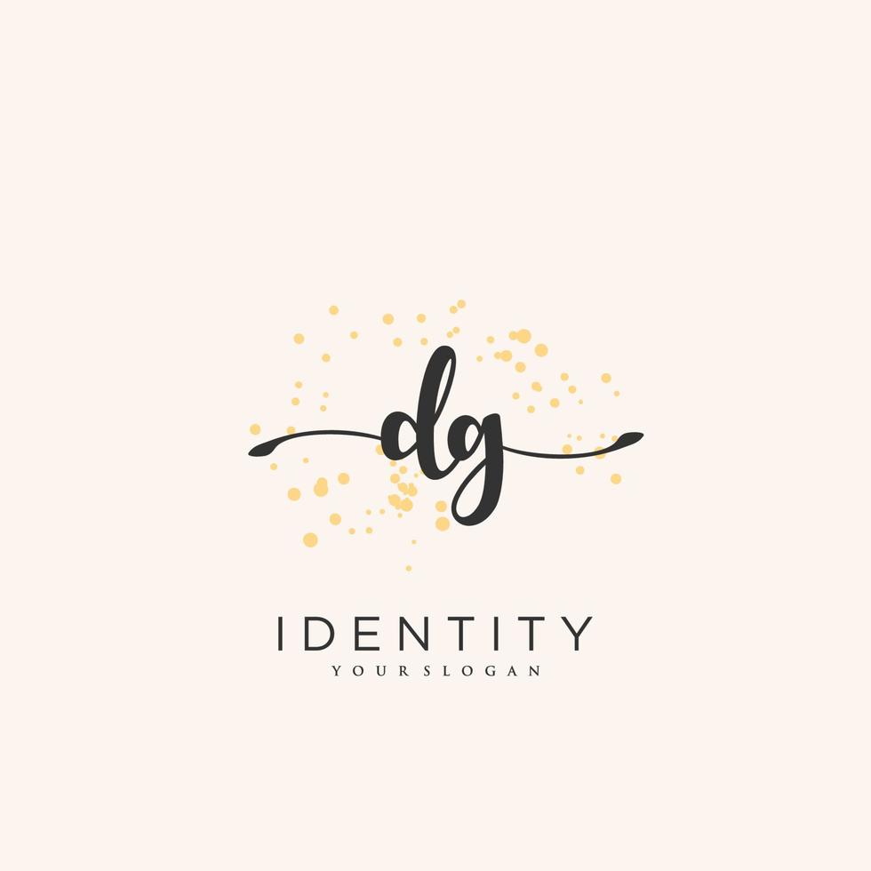 dg vector de logotipo de escritura a mano de firma inicial, boda, moda, joyería, boutique, floral y botánica con plantilla creativa para cualquier empresa o negocio.