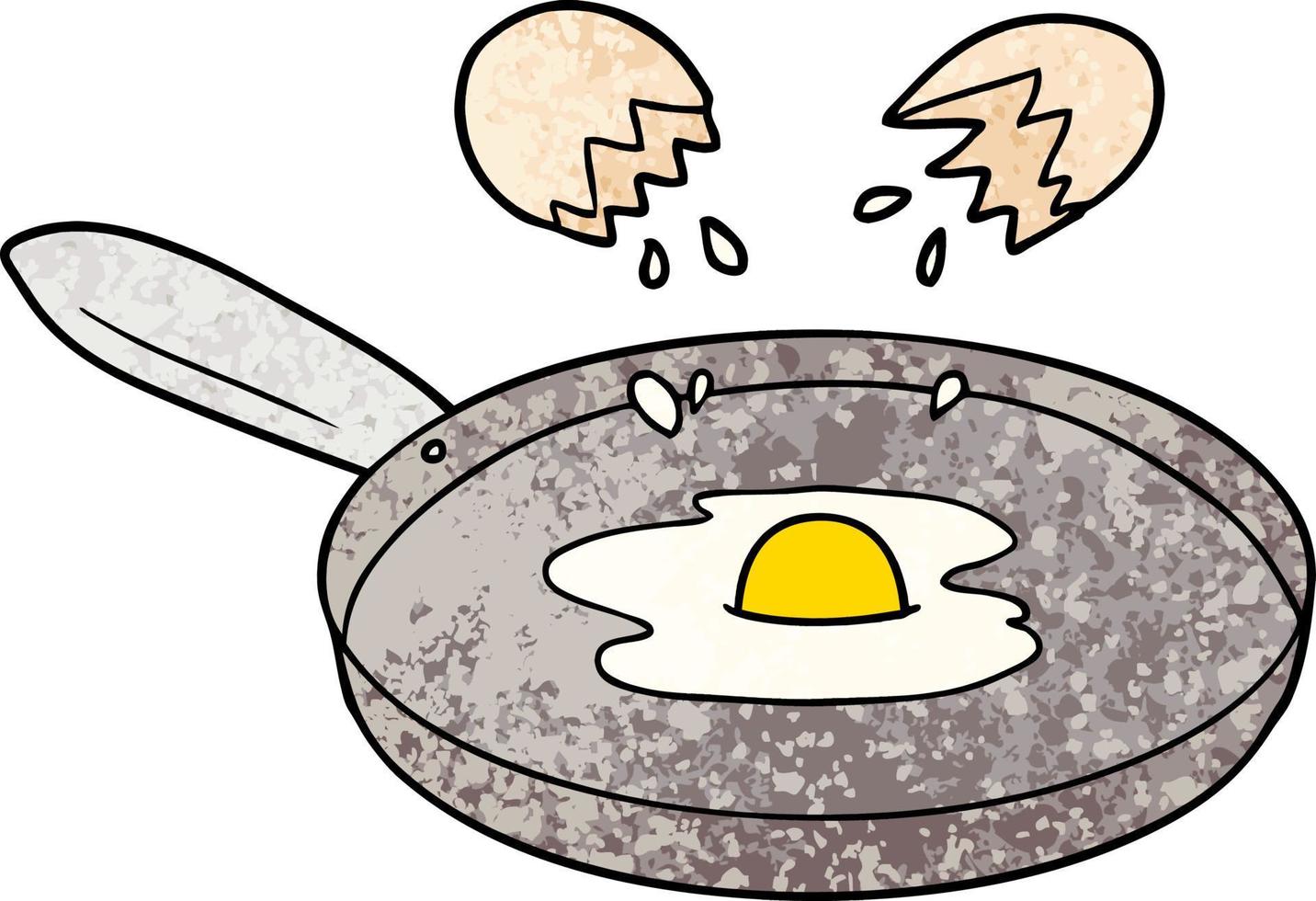 cartoon pan frying egg vector