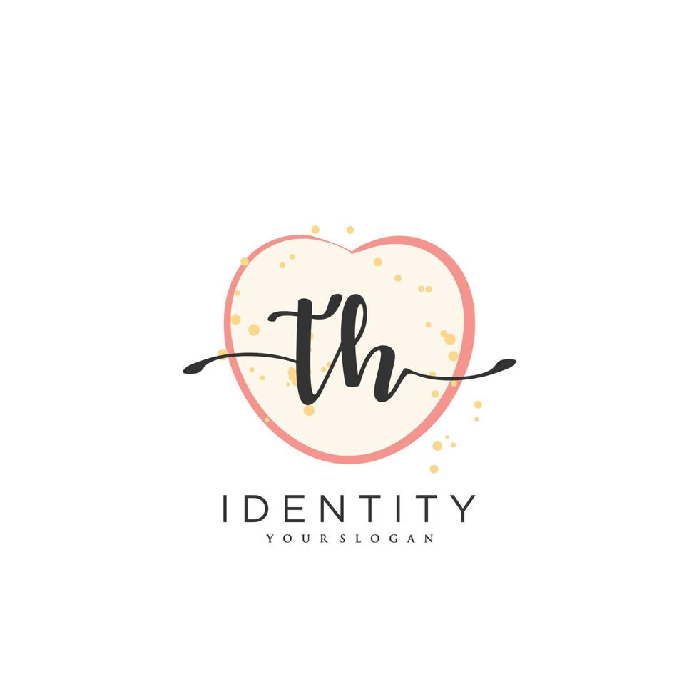 TH Handwriting logo vector of initial signature, wedding, fashion, jewerly, boutique, floral and botanical with creative template for any company or business.