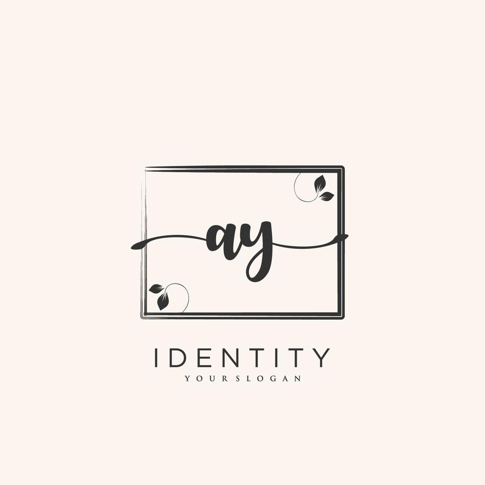 AY Handwriting logo vector of initial signature, wedding, fashion, jewerly, boutique, floral and botanical with creative template for any company or business.