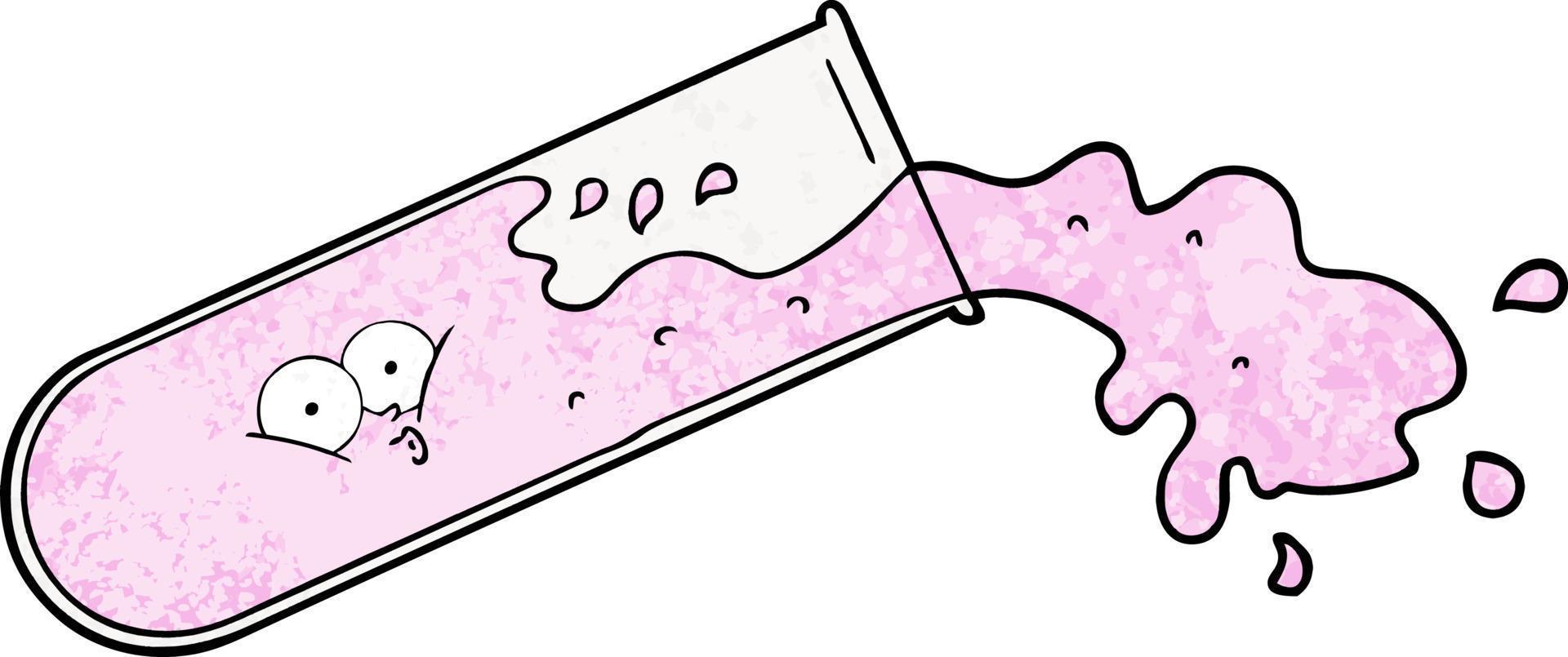 cartoon test tube spilling vector