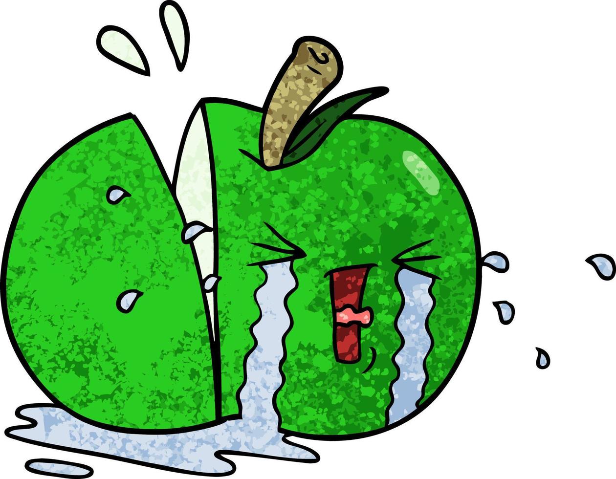 dibujos animados de manzana llorando vector