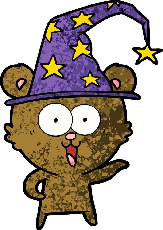 laughing wizard teddy  bear cartoon vector