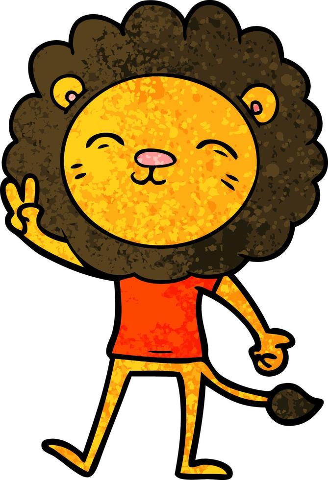 cartoon lion giving peac sign vector