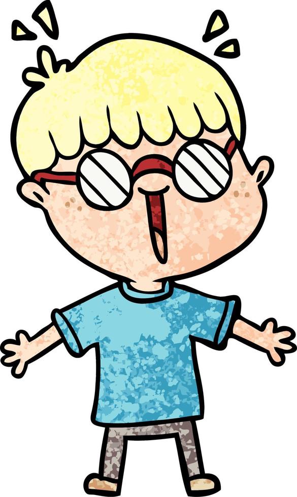 niño de dibujos animados con gafas vector