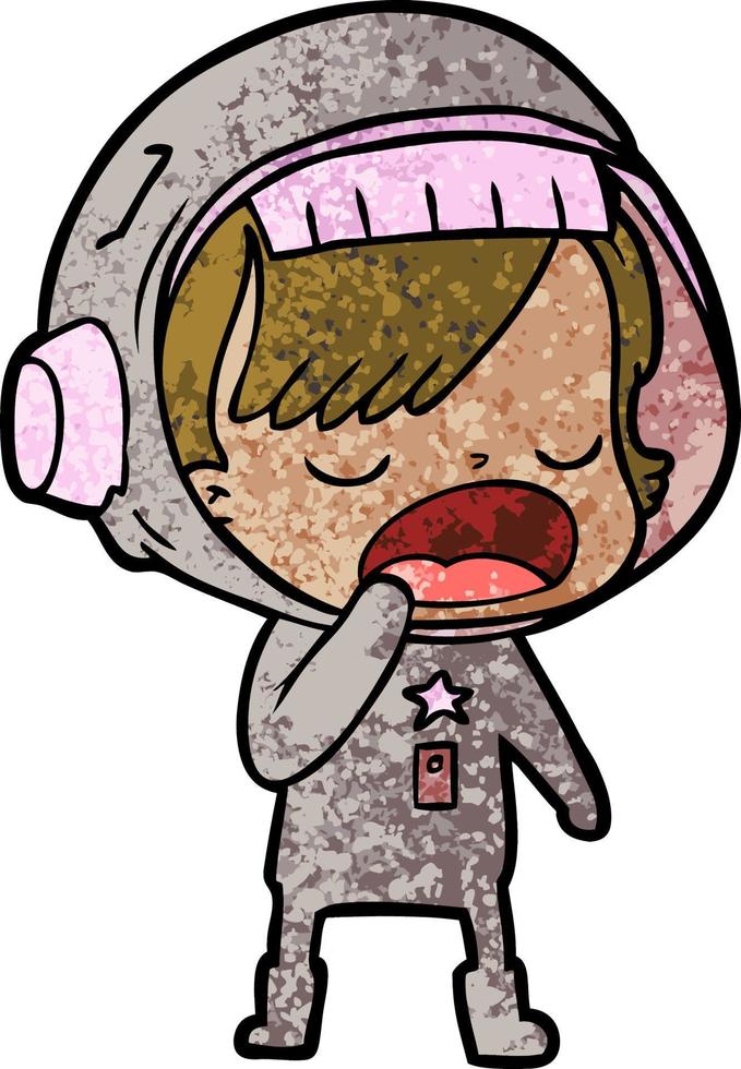 cartoon astronaut woman yawning vector