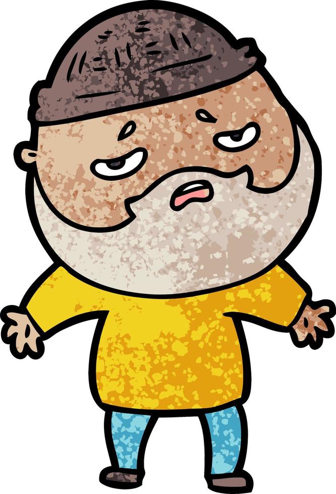 cartoon worried man with beard vector