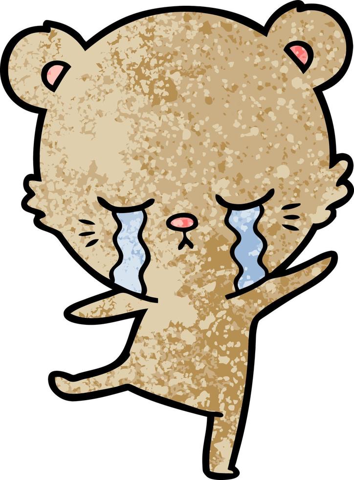crying cartoon bear balancing vector
