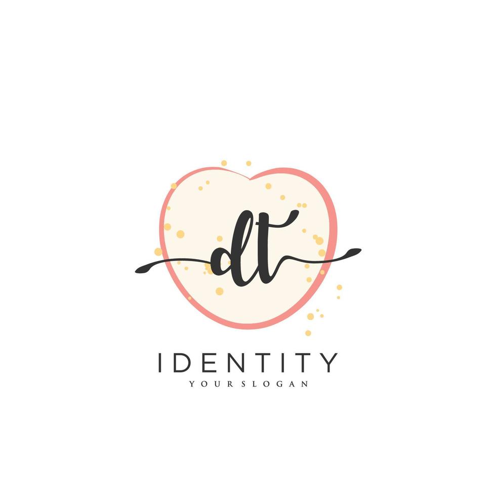 DT Handwriting logo vector of initial signature, wedding, fashion, jewerly, boutique, floral and botanical with creative template for any company or business.