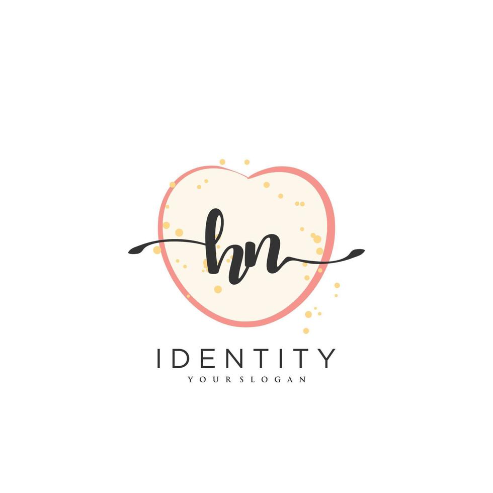 HN Handwriting logo vector of initial signature, wedding, fashion, jewerly, boutique, floral and botanical with creative template for any company or business.