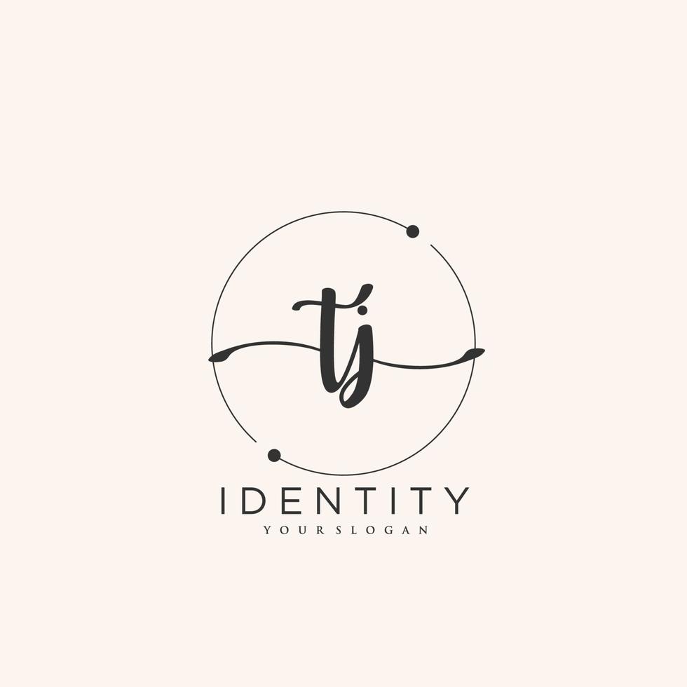 TJ Handwriting logo vector of initial signature, wedding, fashion, jewerly, boutique, floral and botanical with creative template for any company or business.