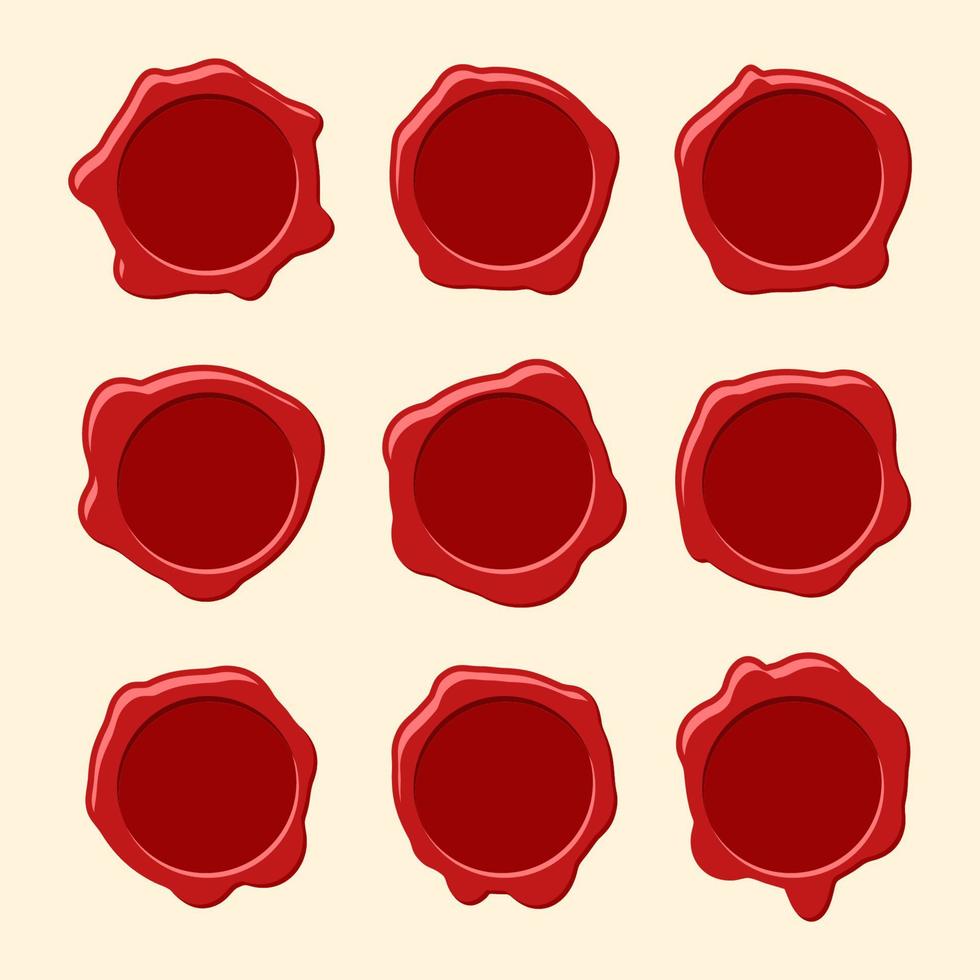 conjunto de iconos de sello de cera roja vector