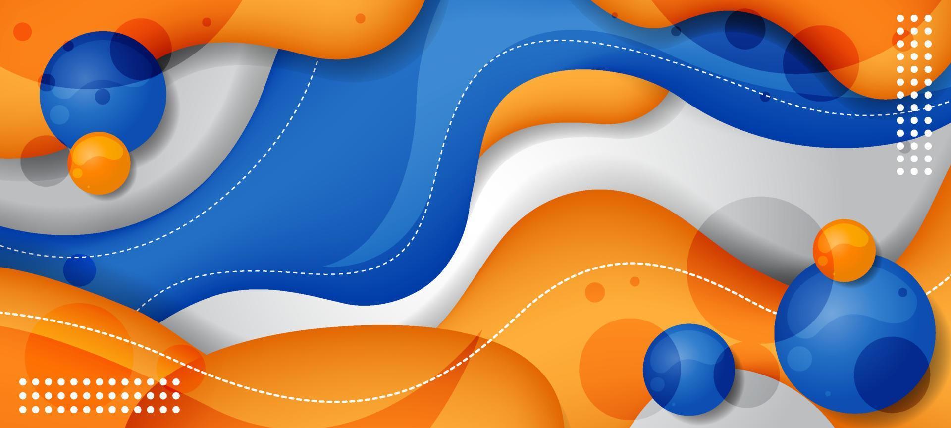 fondo naranja azul líquido abstracto vector