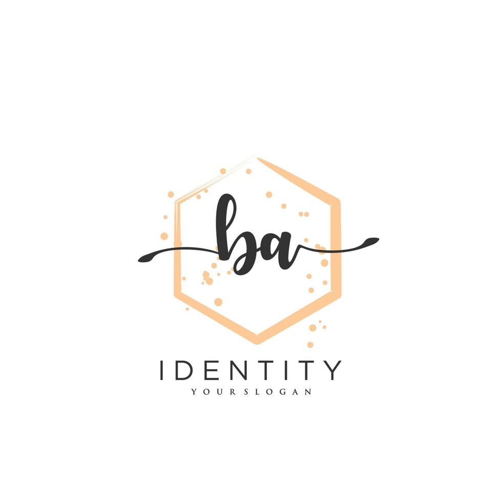 BA Handwriting logo vector of initial signature, wedding, fashion, jewerly, boutique, floral and botanical with creative template for any company or business.