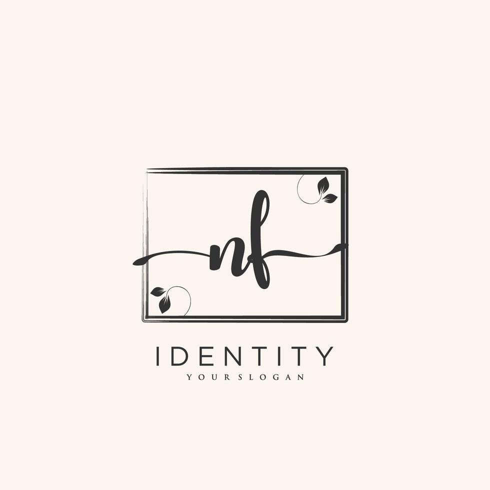 NF Handwriting logo vector of initial signature, wedding, fashion, jewerly, boutique, floral and botanical with creative template for any company or business.