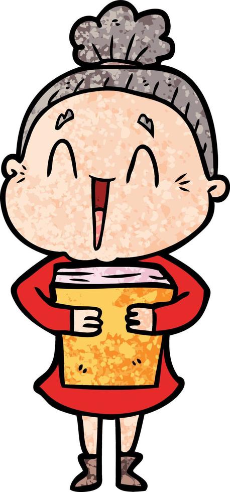 cartoon happy old lady vector