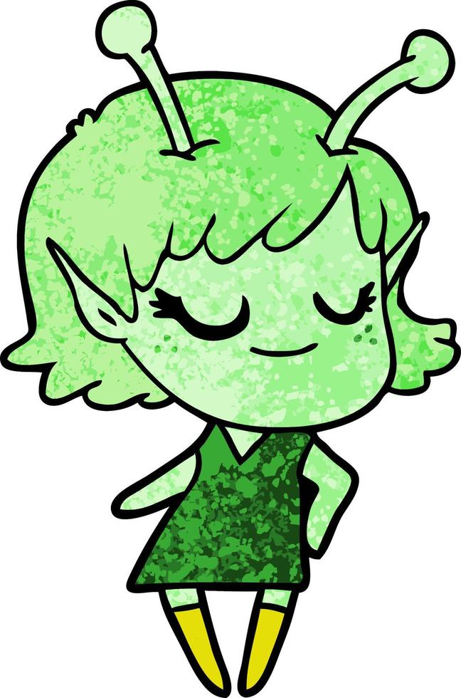 smiling alien girl cartoon vector