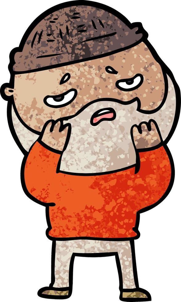 cartoon worried man with beard vector