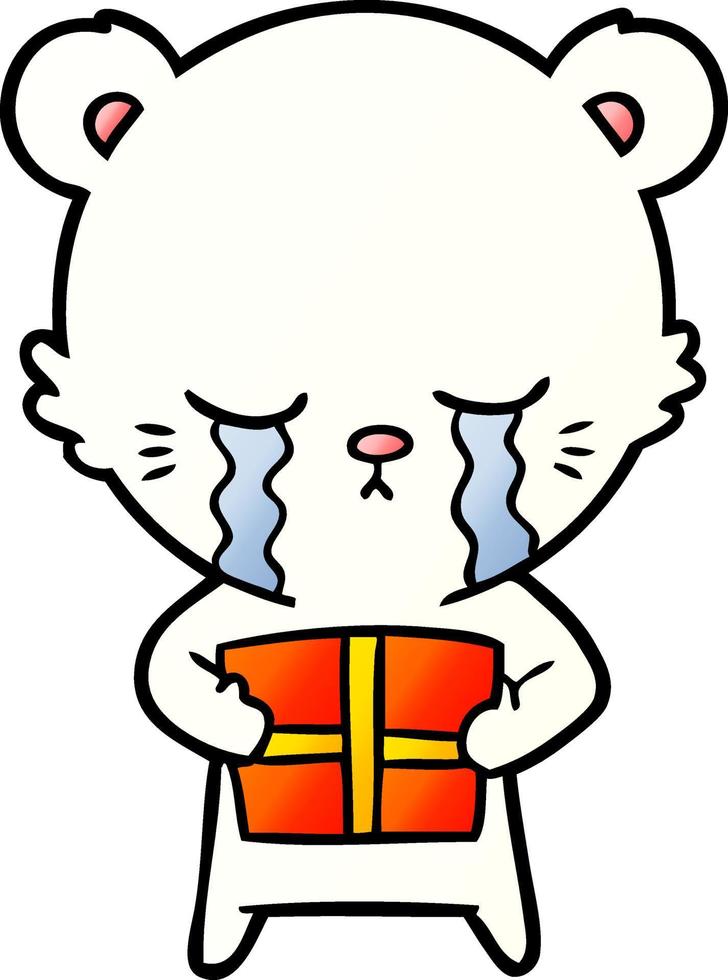 sad little polar bear cartoon vector