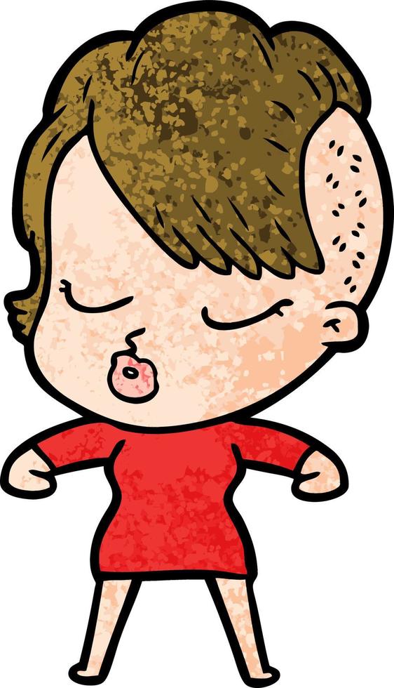 cartoon pretty hipster girl vector