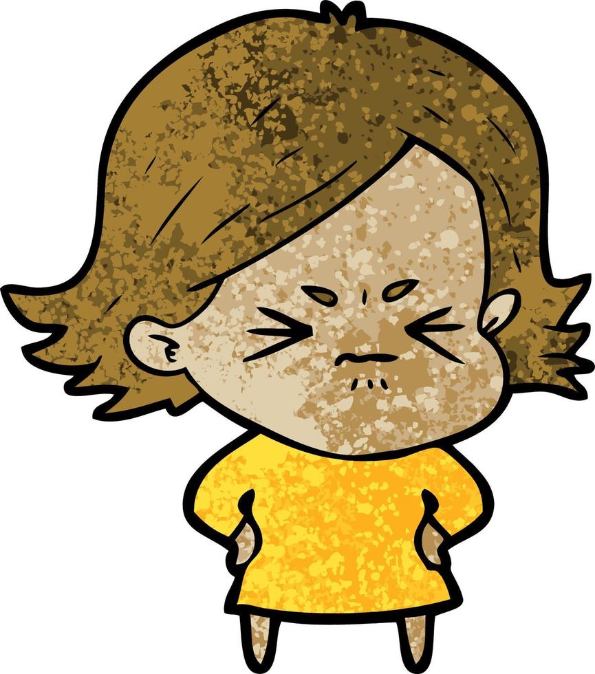 cartoon angry girl vector
