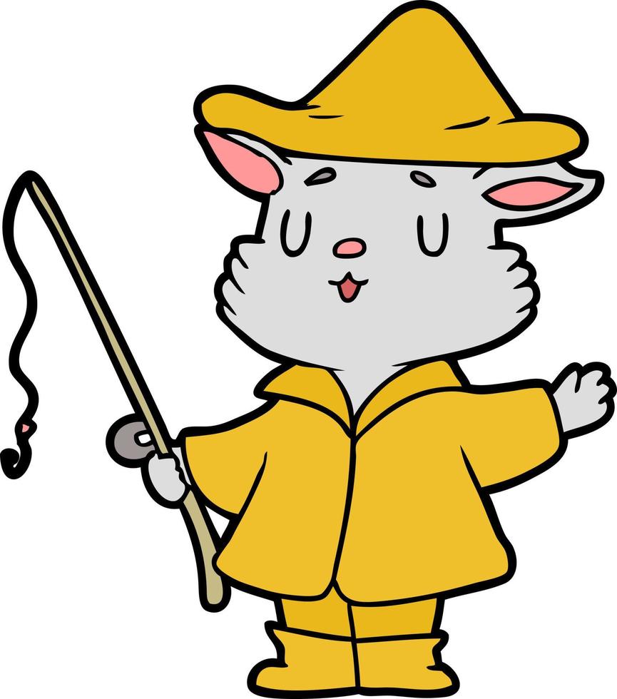 cartoon cat fisherman vector