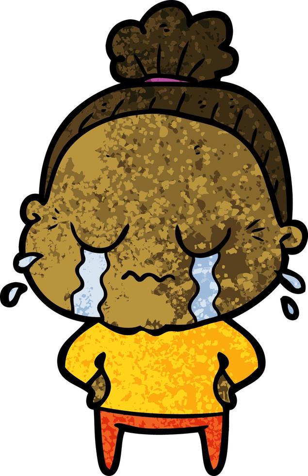 cartoon crying old lady vector