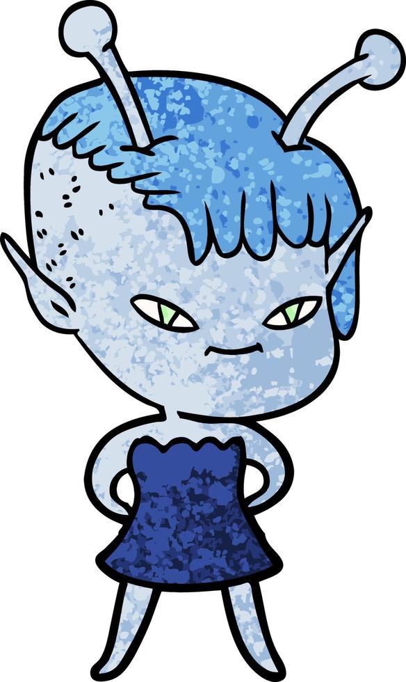 cute cartoon alien girl vector