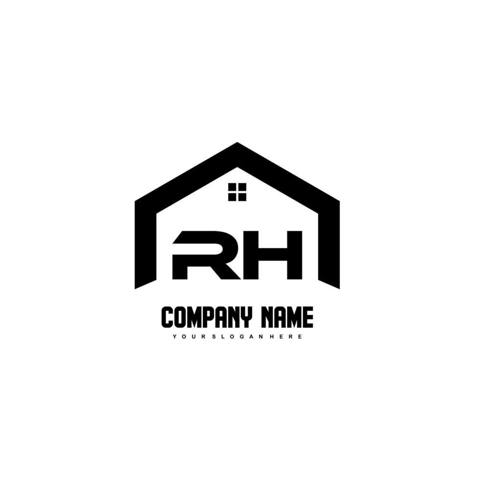 vector de diseño de logotipo de letras iniciales rh para construcción, hogar, bienes raíces, edificio, propiedad.