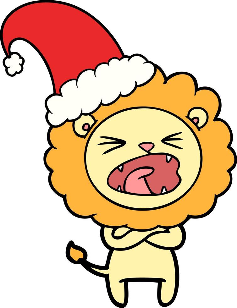 cartoon angry christmas lion vector