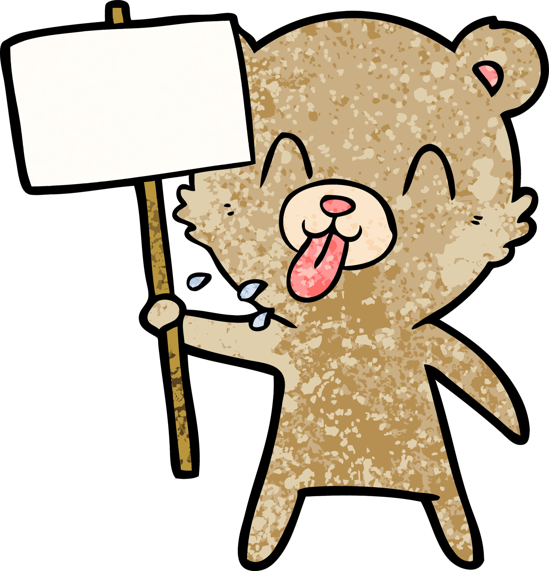 rude cartoon bear with protest sign 12381893 Vector Art at Vecteezy