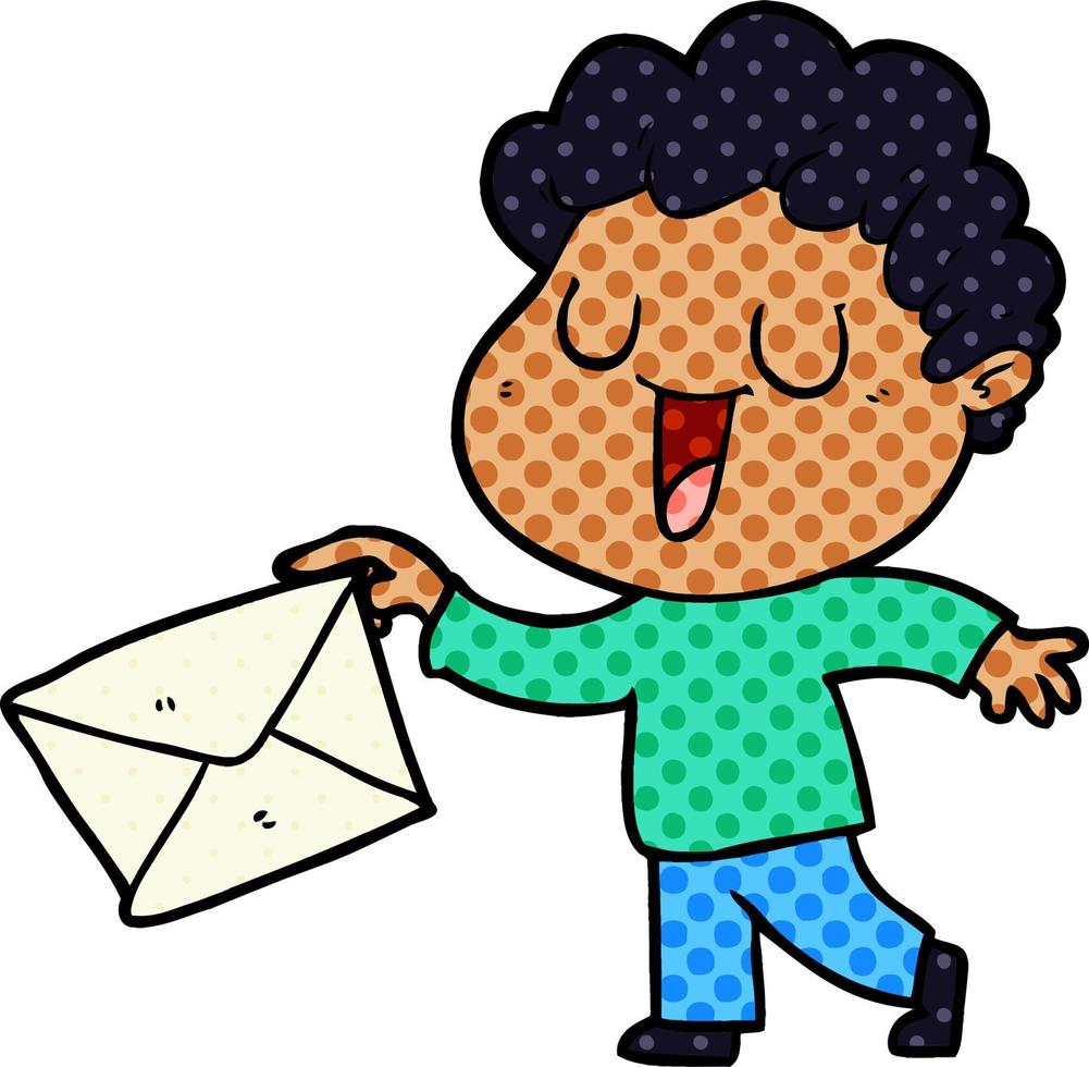 laughing cartoon man with letter vector