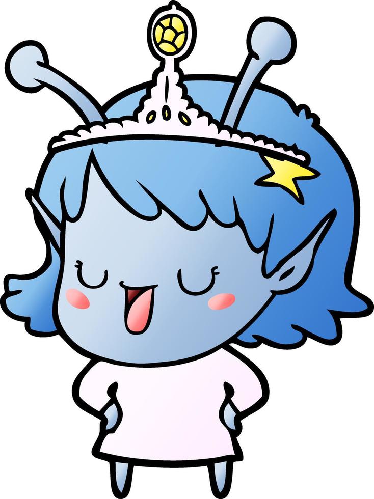 happy alien princess cartoon vector