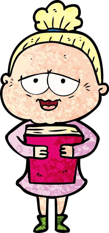 cartoon happy old lady vector