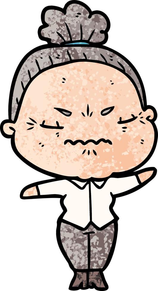 cartoon annoyed old lady vector