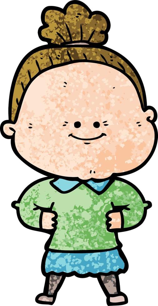 cartoon happy old woman vector