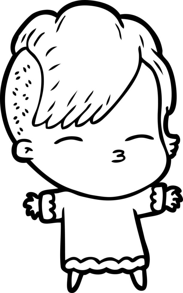 cartoon squinting girl vector