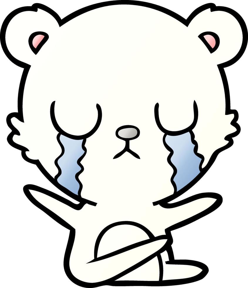 sad little polar bear cartoon vector