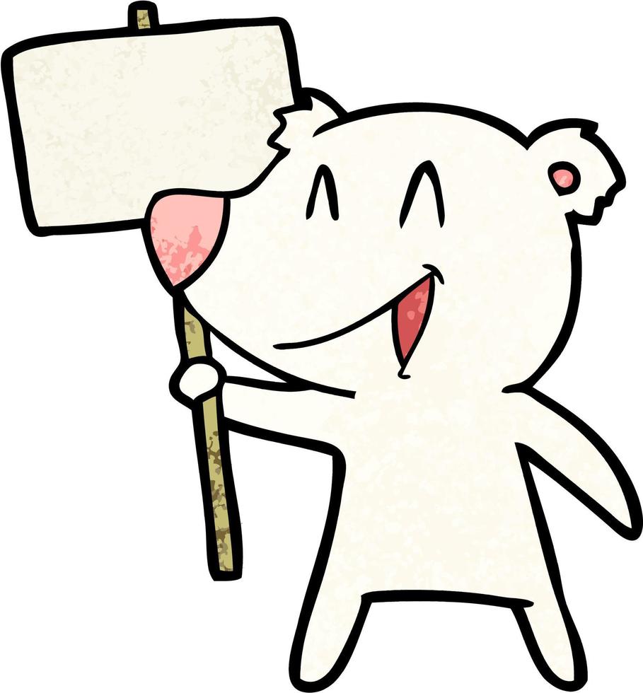 polar bear with protest sign cartoon vector