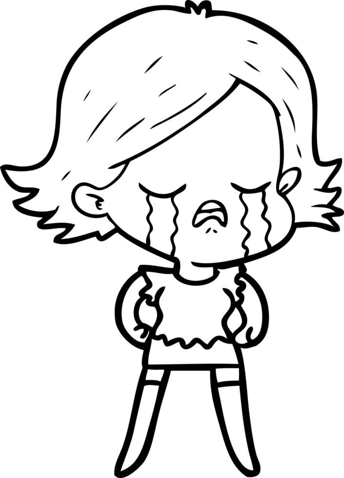 cartoon girl crying vector