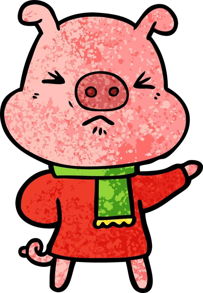 cartoon angry pig vector