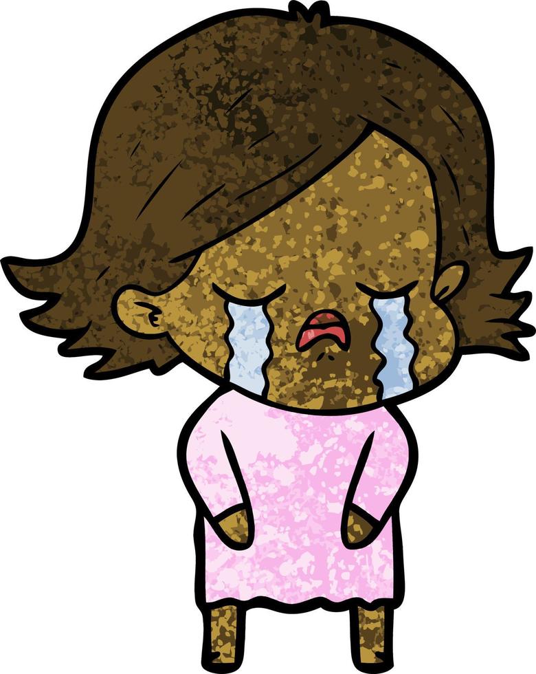 cartoon girl crying vector