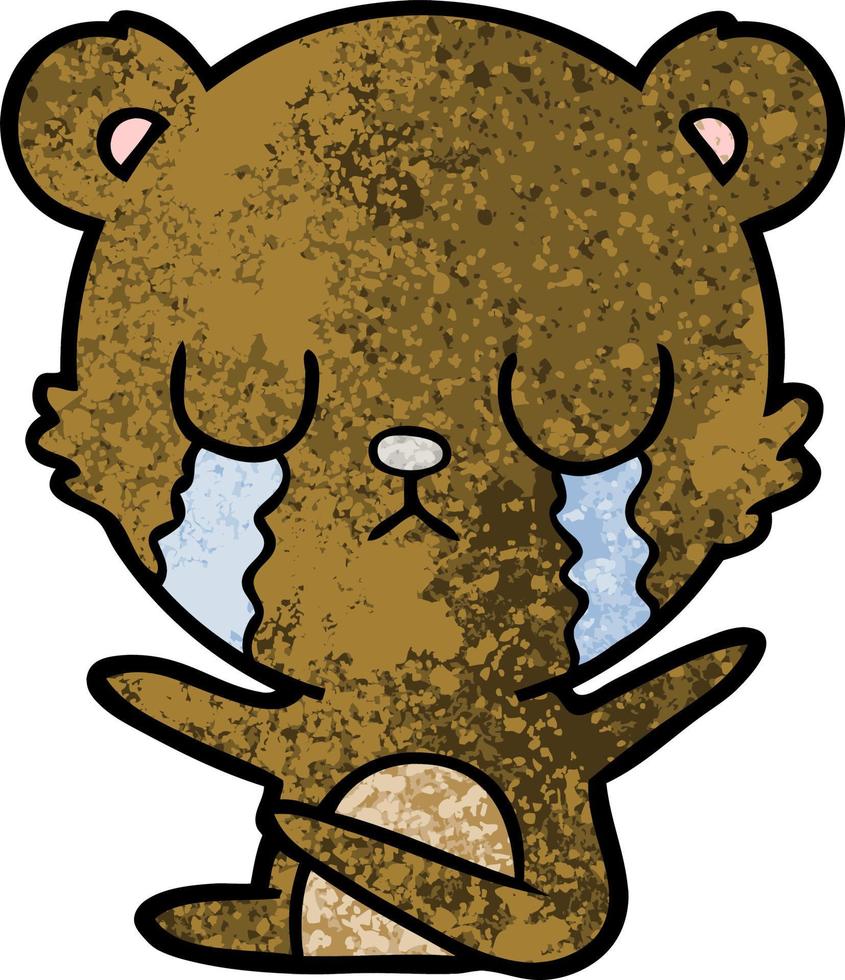 crying cartoon bear vector