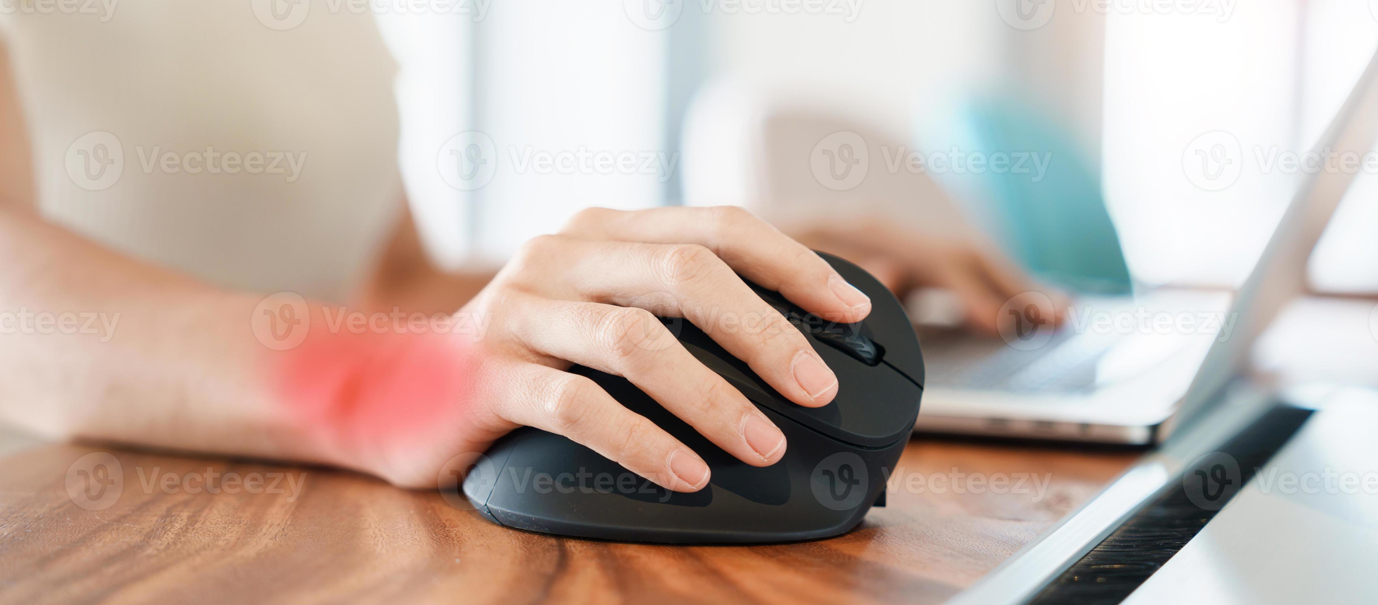 woman hand using computer ergonomic mouse, prevention wrist pain