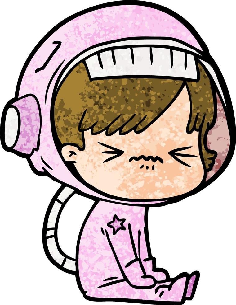 angry cartoon space girl vector