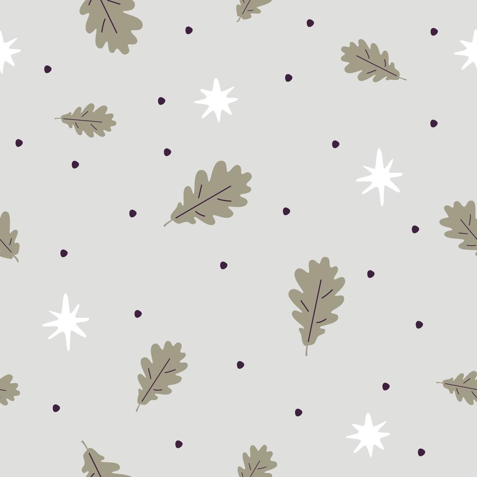 Seamless pattern with oak leaves and stars vector