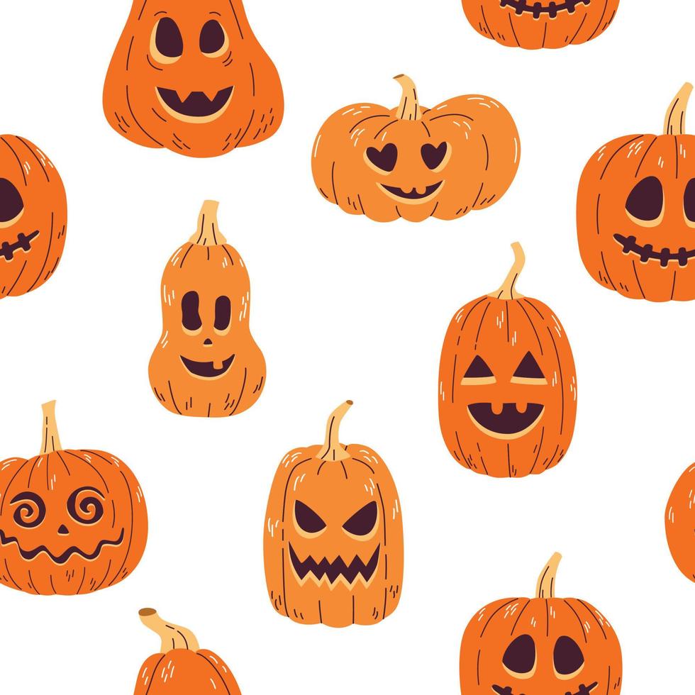 Seamless pattern of Halloween pumpkins. vector