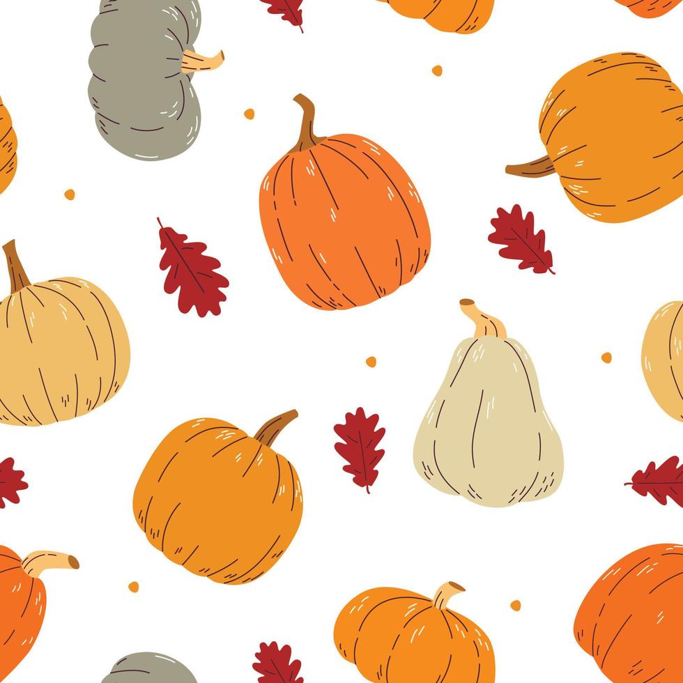 Pumpkin seamless pattern. Pumpkin background for Harvest festival or Thanksgiving day. vector