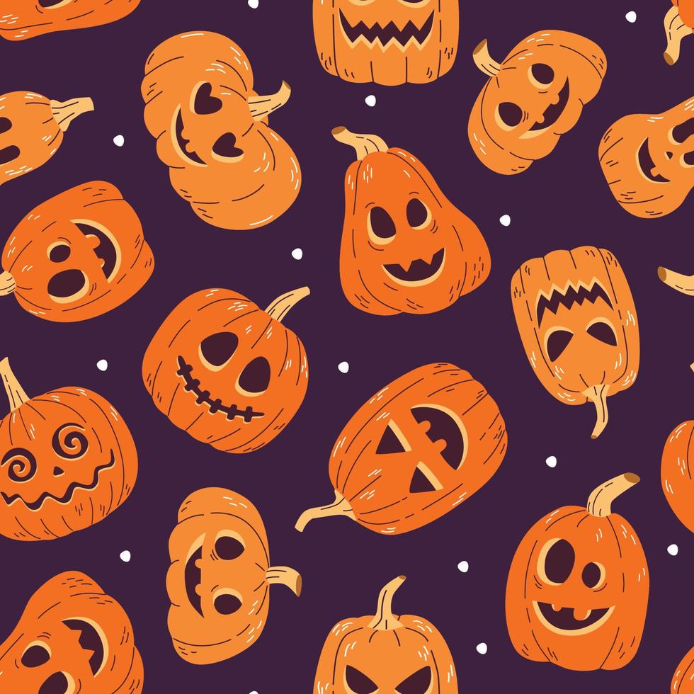 Seamless pattern of Halloween pumpkins. vector
