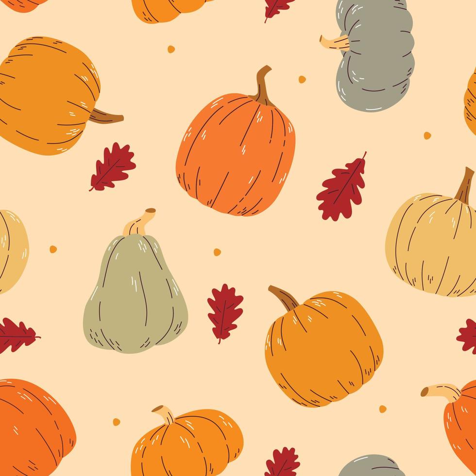 Pumpkin seamless pattern. Pumpkin background for Harvest festival or Thanksgiving day. vector